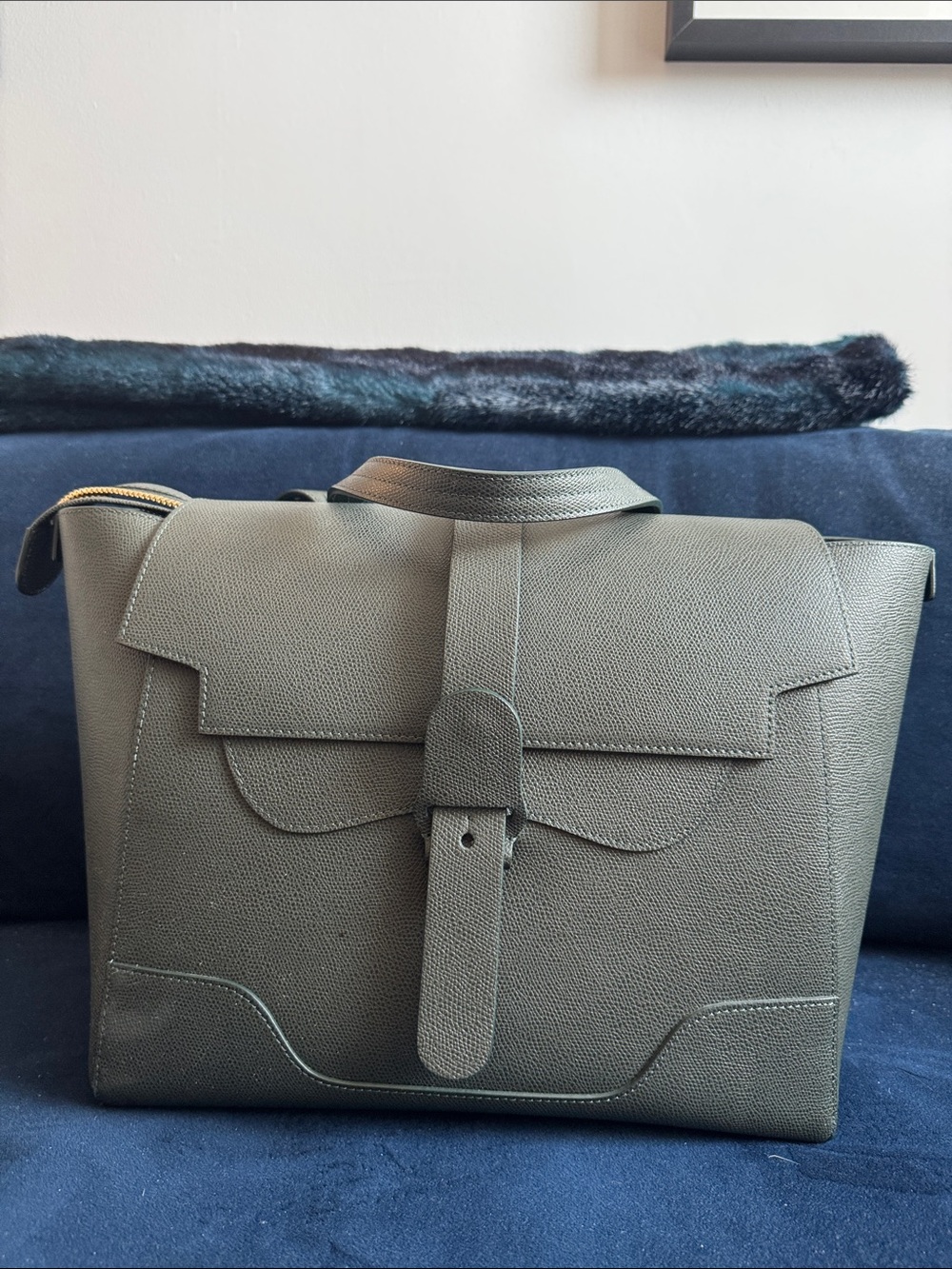 Senreve Maestra Olive Green Textured Leather Backpack Satchel